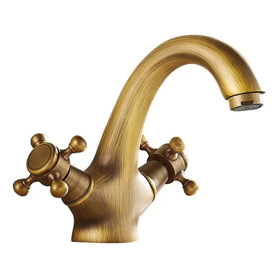 Grifo Lavabo Baño Agua Fria Caliente Doble Manija Laton Un