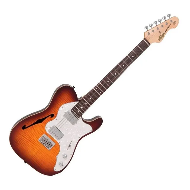 Guitarra Vintage V72h Custom Spec - Flame Tobacco Burst