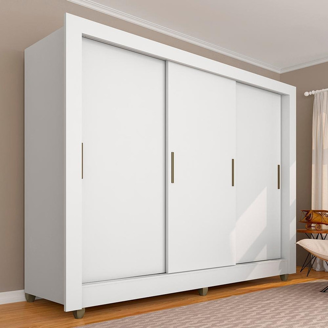 Guarda Roupa Casal 3 Portas 1 Gavetas Alice Branco Guarda Roupa Casal 3 Portas 1 Gavetas Alice Branco