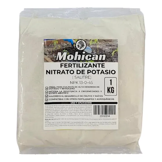 Nitrato De Potasio (salitre)1 Kg, N 13% P 0% K 45%
