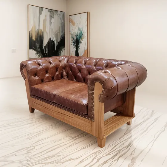 Sillon Chesterfield Constructor 2 Cuerpos Cuero Vacuno