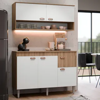 Kit ArmĂĄrio De Cozinha Completa Luiza Compacto Com 5 Portas 1 Gaveta Cor Carvalho Branco Kit ArmĂĄrio De Cozinha Completa Luiza Compacto Com 5 Portas 1 Gaveta Cor Carvalho Branco