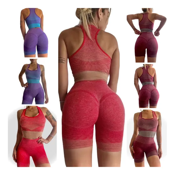Pack 3 Conjuntos Deportivos Top + Short Levanta Cola Push Up