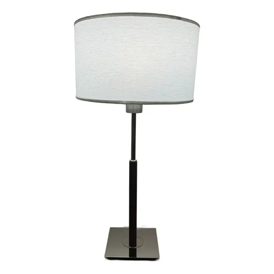Lámpara De Mesa Velador Living Dormitorio Lino Metal