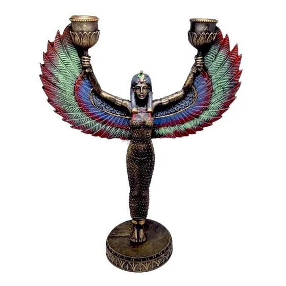 Estatua Estatueta Deusa Isis Castiçal Wicca