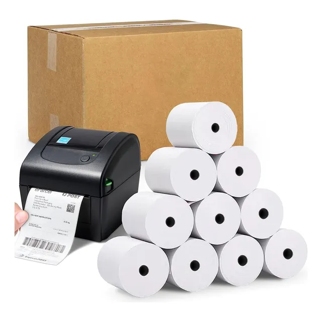 10 Rollos Papel Térmico 80x80mm Impresión Boletas Blanco