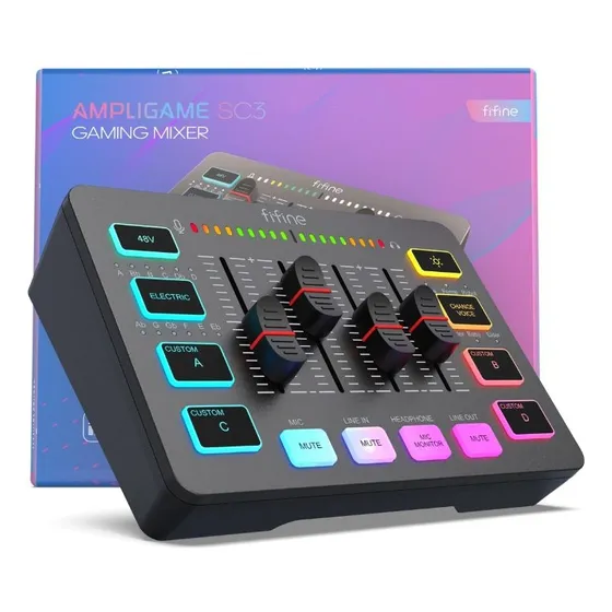 Mezcladora Ampligame Fifine Sc3 2 Salidas/3 Entradas/usb-c/4