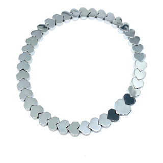 Pulseira Feminina Coração De Hematita Pedra Proteção Prata Comprimento 18 Cm Diâmetro 6 Cm Pulseira Feminina Coração De Hematita Pedra Proteção Prata Comprimento 18 Cm Diâmetro 6 Cm