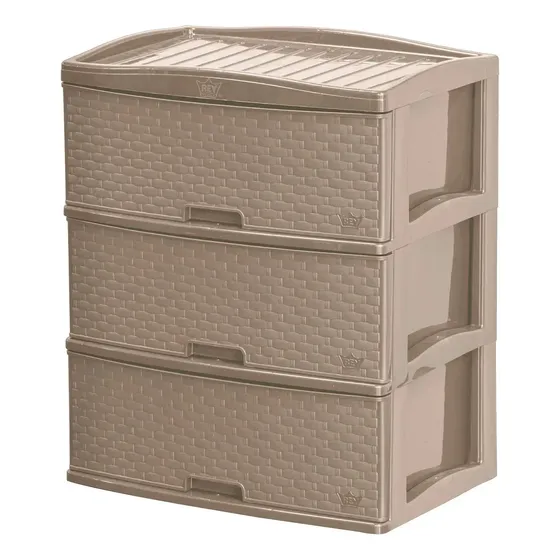 Cómoda Cajonero Organizador Ratán 3 Niveles