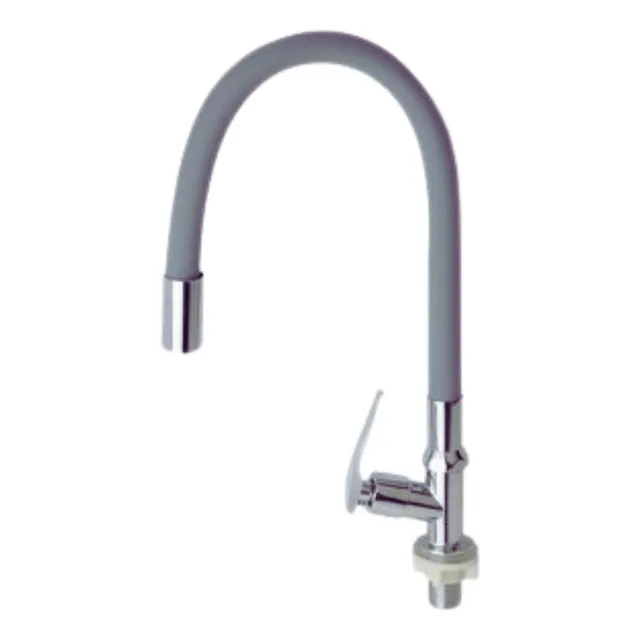 Llave Lavadero Mueble Pico Ganso Flexible Color Gris - C&a