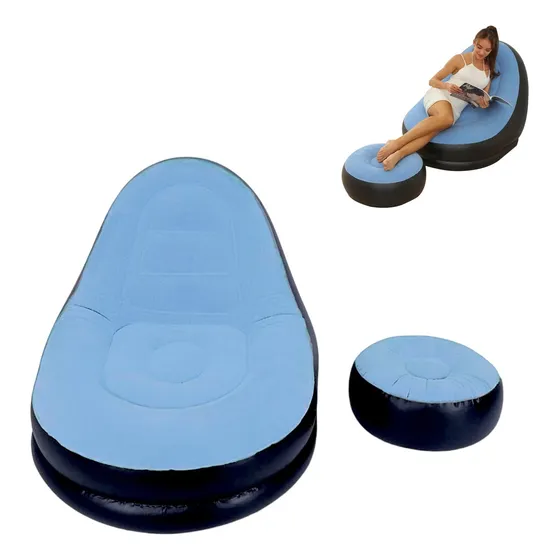 Sofa Tumbona Inflable + Puff Reposa Pies Inflable Portatil 