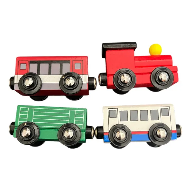 Trencito Locomotora Madera Didáctico  Imantados 4 Vagones