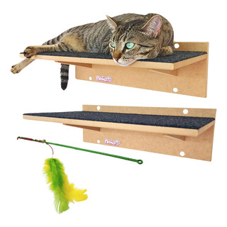 Prateleiras Escalada Gatos Grande Mdf Cru C/carpete Cj 02pçs Prateleiras Escalada Gatos Grande Mdf Cru C/carpete Cj 02pçs