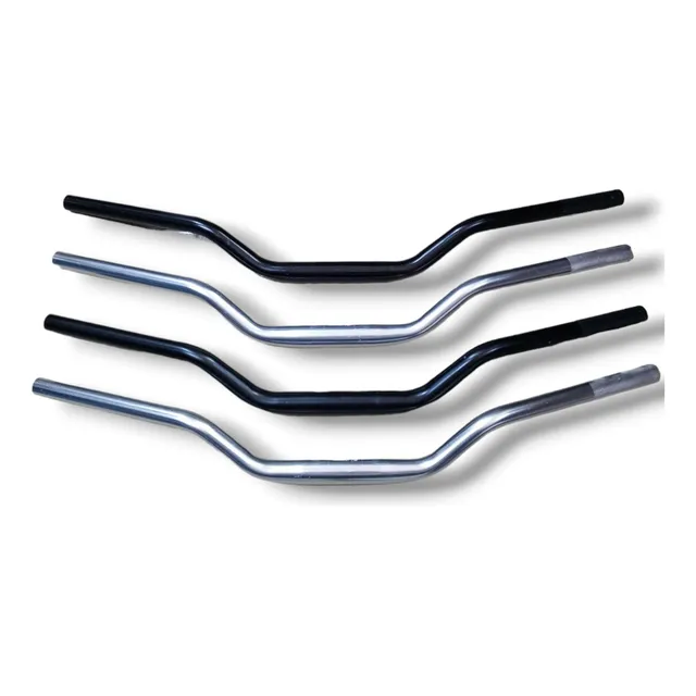 Volante Manubrio Para Moto Aluminio Brillado Negro Plata