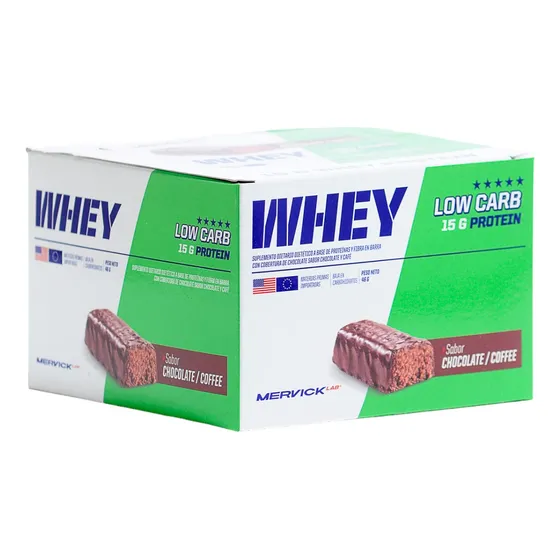 Whey Low Carb Protein Bar 12 Unidades Mervick-lab Sabor Chocolate Coffee