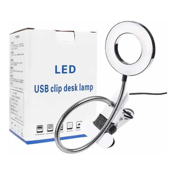 Lampara Led Cuello Flexible De Mesa Con Lupa X5 Manicure