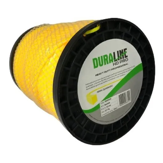 Bobina Fio Nylon Roçadeira 3mm Quadrado 2kg 245m Duraline Cor Amarelo
