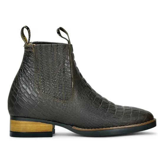 Botin Casual Elegante Vaquero Rodeo Piel Tipo Cocodrilo