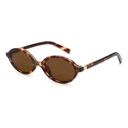 Óculos De Sol Feminino Oval Retrô Blogueira Vintage Verão Espelho Marrom