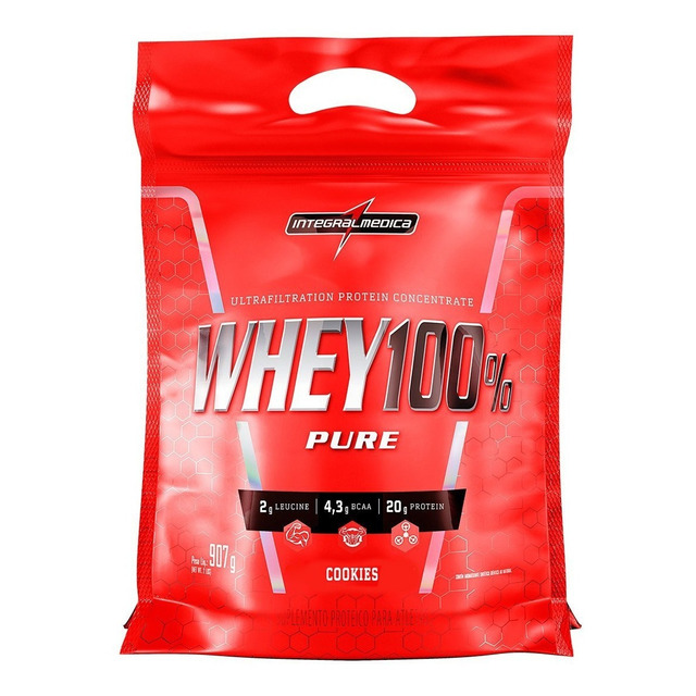 Whey 100% Pure Pouch 900g Cookies And Cream Integralmédica Whey 100% Pure Pouch 900g Cookies And Cream Integralmédica