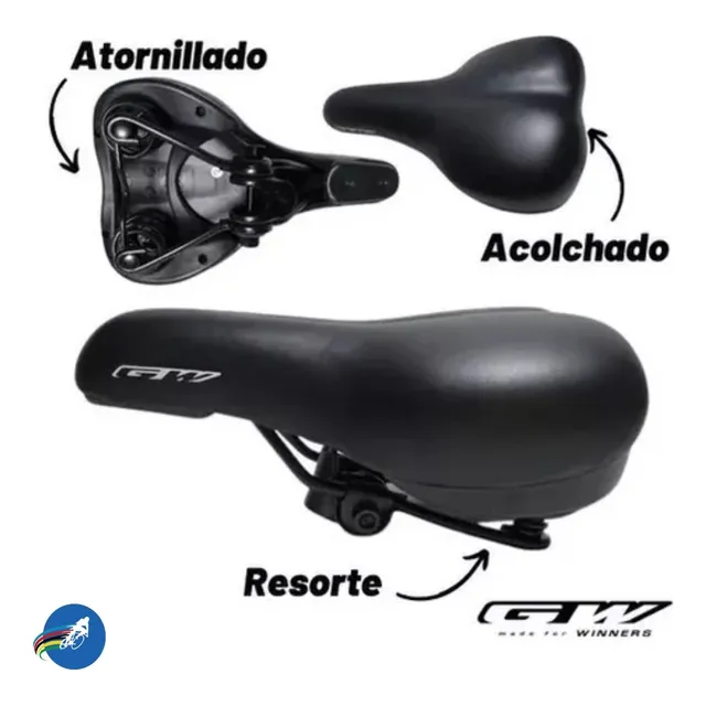 Asiento Sillín De Bicicletas Gw Con Resorte Suave Montañera 