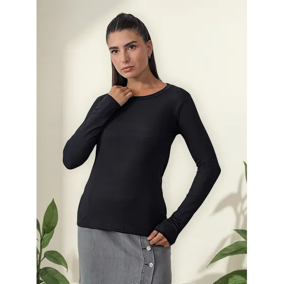 Remera Manga Larga Mujer Cuello Redondo Talles Colores 