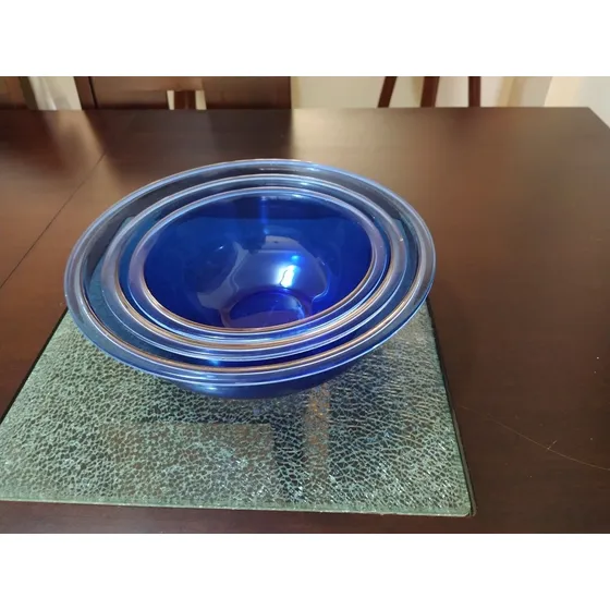 Pirex Azules,de Vidrio ,juego De 3 Piezas 