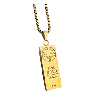 Collar Hip Hop Con Colgante De Barra We Trust En Oro Collar Hip Hop Con Colgante De Barra We Trust En Oro