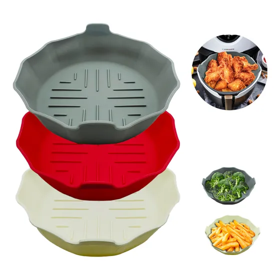 3 Moldes De Silicón Circulares Para Freidora De Aire Antiadherentes, Reutilizables Y Resistentes Al Calor Aptos Para Horno Microondas Cocción Sin Aceite Y Fácil Limpieza Ideal Para Lavavajillas