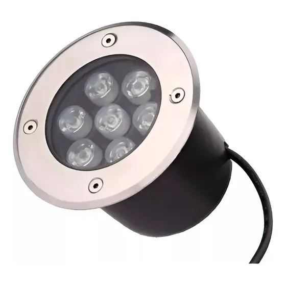Balizador De Piso 7w Led Cromado Branco Frio Luz Enterrada