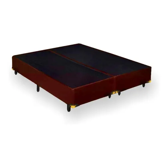 Base Cama Box Bipartido Queen Size Corino Marrom 40x158x198
