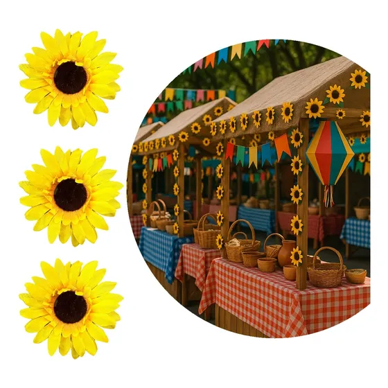 10 Flores Girassol Artificial Decora Festa Junina E São João