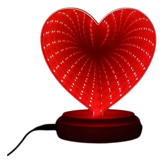 Lámpara De Ambiente Festivo De Mesa Luz Led Forma De Corazón Rojo Rojo