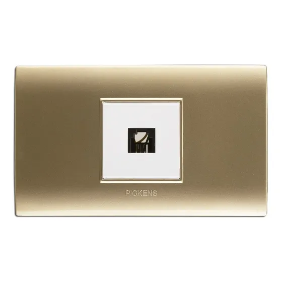 Toma Telefono Sencilla Rj11 Champagne Con Blanco Pickens
