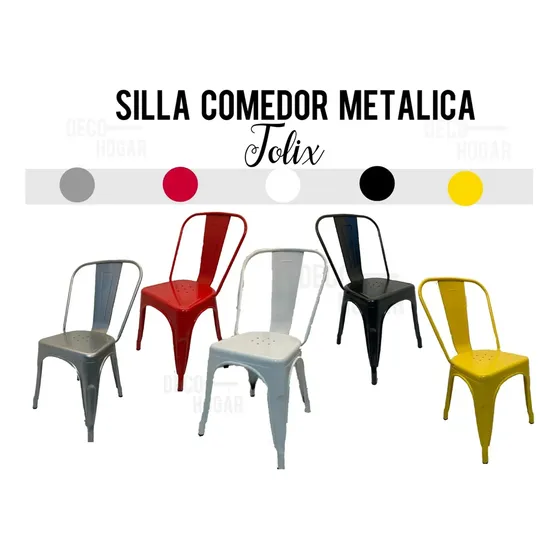 Silla Comedor Moderna Tolix De Metal Colores Variados 
