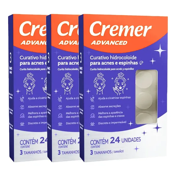 Curativo Hidrocoloide Para Acnes E Espinhas C/24 Cremer -3un