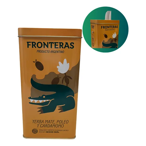 Yerba Mate Organica Lata 500 Gr Fronteras Poleo Y Cardamomo
