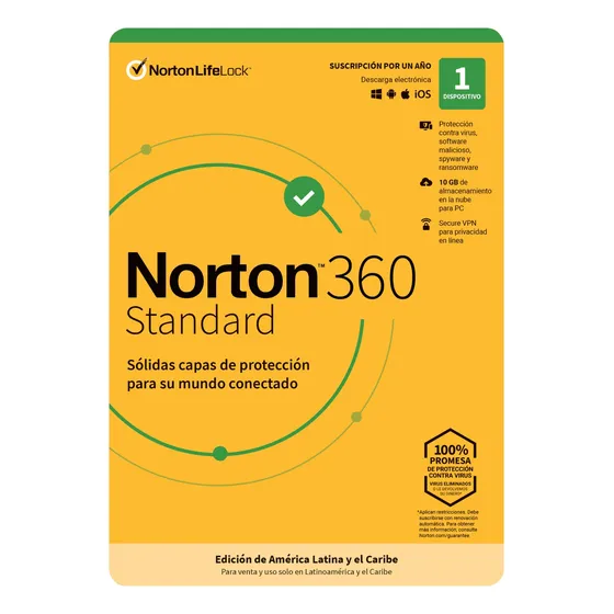 Antivirus Norton 360 Standard 1 Dispositivo 2 Años
