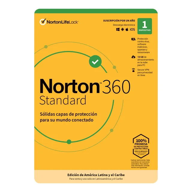 Antivirus Norton 360 Standard 1 Dispositivo 2 Años