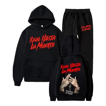 Buzo Conjunto Estampado Anuel, Real Hasta Muerte Poleron