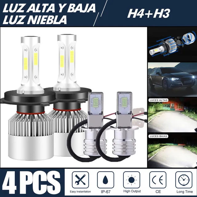 Cd- Kit De Focos Led 8000lm Luz Alta/baja/niebla Para Toyota