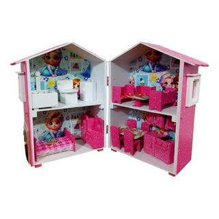 Casa De Muñecas Tipo Baúl Madera Artesanal Con Muebles Casa De Muñecas Tipo Baúl Madera Artesanal Con Muebles