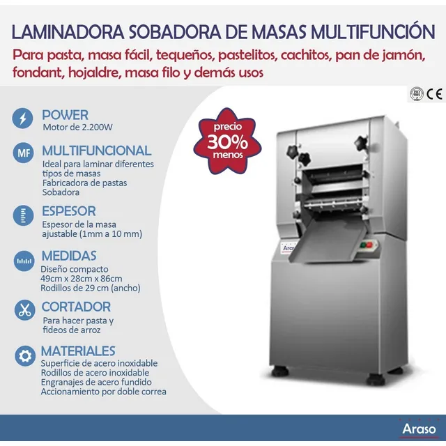 Laminadora De Masas Y Fabricadora Pastas Fideos Ramen