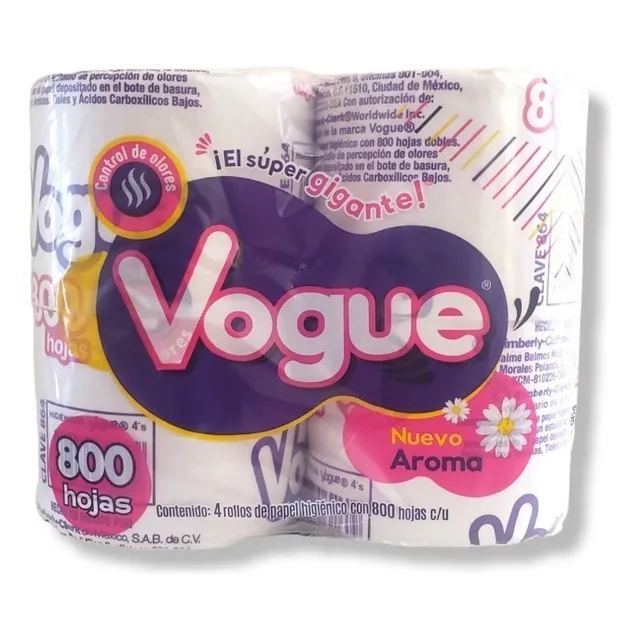 Rollo De Papel Higienico Vogue 4 Rollos De 800 Hojas Dobles