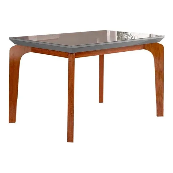 Mesa Jantar Londrina+tampo Madeirado Reto 120cm Grafite/imb