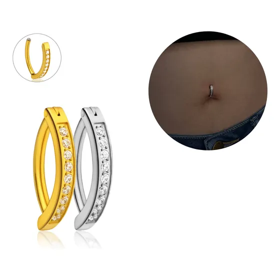 Piercing Titânio Umbigo Fecho Click Meia Argola Íntimo