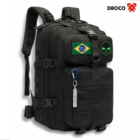 Mochila Tática Militar Impermeável Reforçada Assault 30l Cor Preto Desenho do tecido Liso Caveira