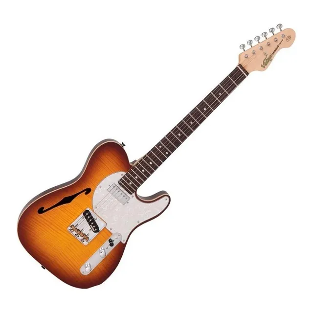 Guitarra Vintage V72 Custom Spec - Flame Tobacco Burst