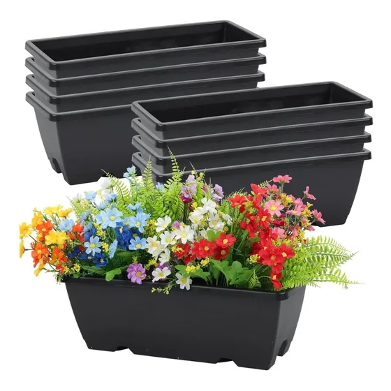 Ukipos Set De 8 Macetas Para Ventanas Con Platos De 17 