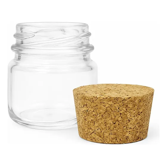 Potinho De Vidro 40 Ml Com Tampa De Rolha Para Velas 25 Unid